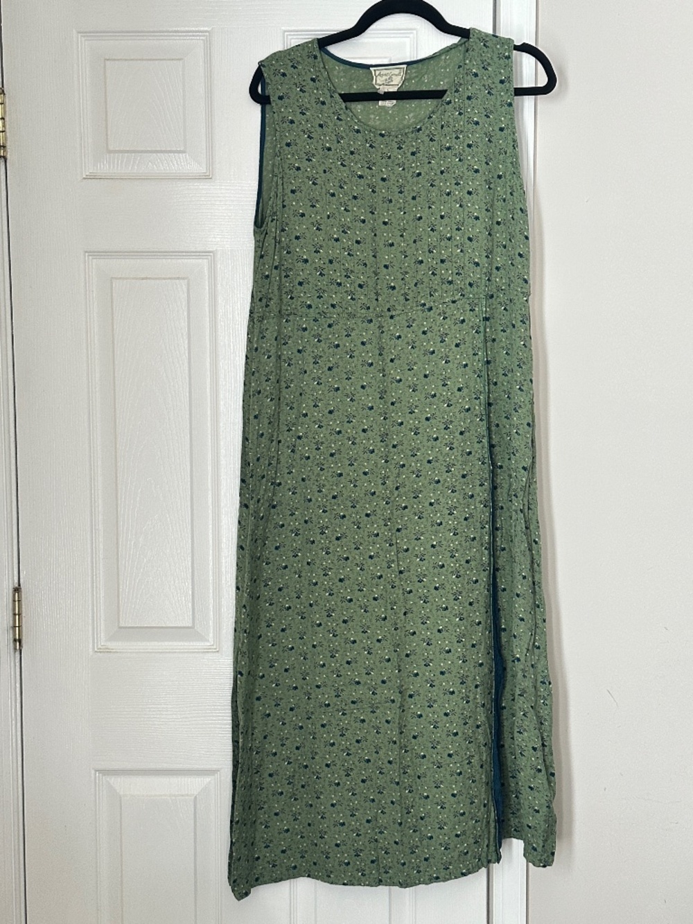 Vintage April Cornell Floral Sleeveless Dress Cottagecore Size Large Summer Maxi